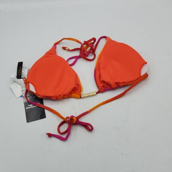 Seafolly Australia Swim Red Orange Pink Yellow Triangle Bikini Top Size 4 - Picture 8 of 9